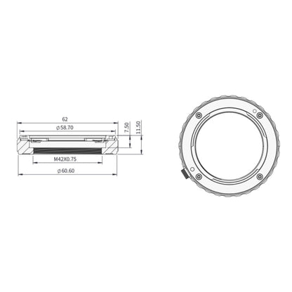 ZWO Sony NEX (E-Mount) Lens to ASI Camera Adapter