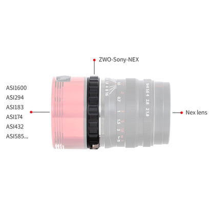 ZWO Sony NEX (E-Mount) Lens to ASI Camera Adapter