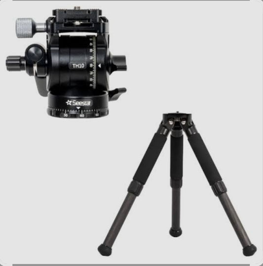 ZWO TC20+TH10 Tripod Combo – Carbon Fiber Tripod with Hydraulic Fluid Head for Seestar Telescopes